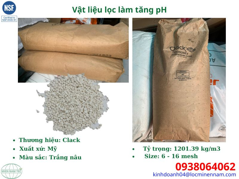 Thông số lỹ thuật của vật liệu lọc làm tăng pH