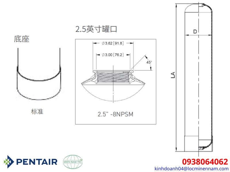 Thông số kỹ thuật của cột lọc FRP 1054
