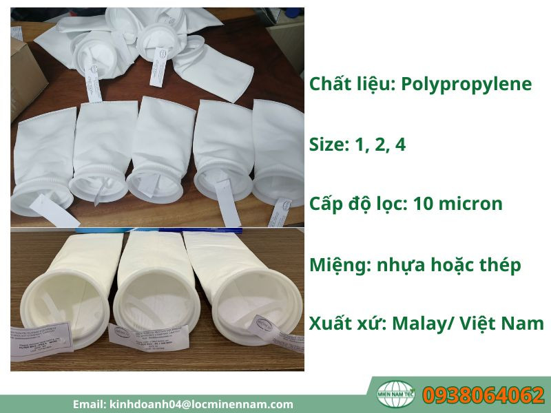 Thông số kỹ thuật của túi lọc chất lỏng PP 10 micron