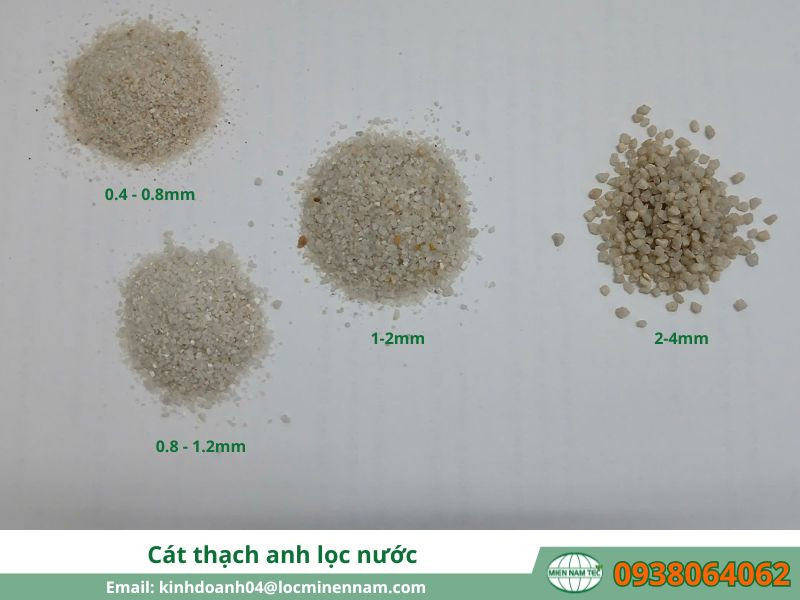Các size cơ bản của cát thạch anh lọc nước
