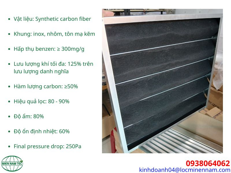 Thông số kỹ thuật của khung lọc carbon - Carbon filter