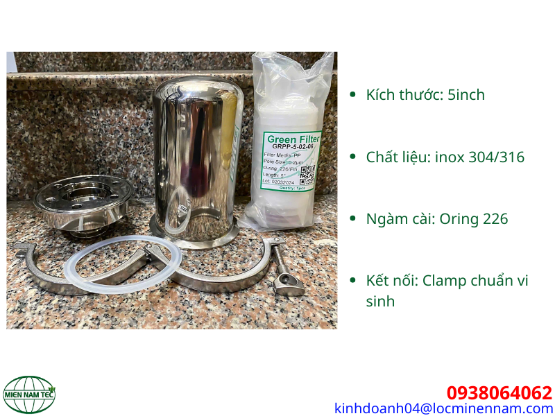 Thông số kỹ thuật của lọc khí bồn chứa nước 5 inch
