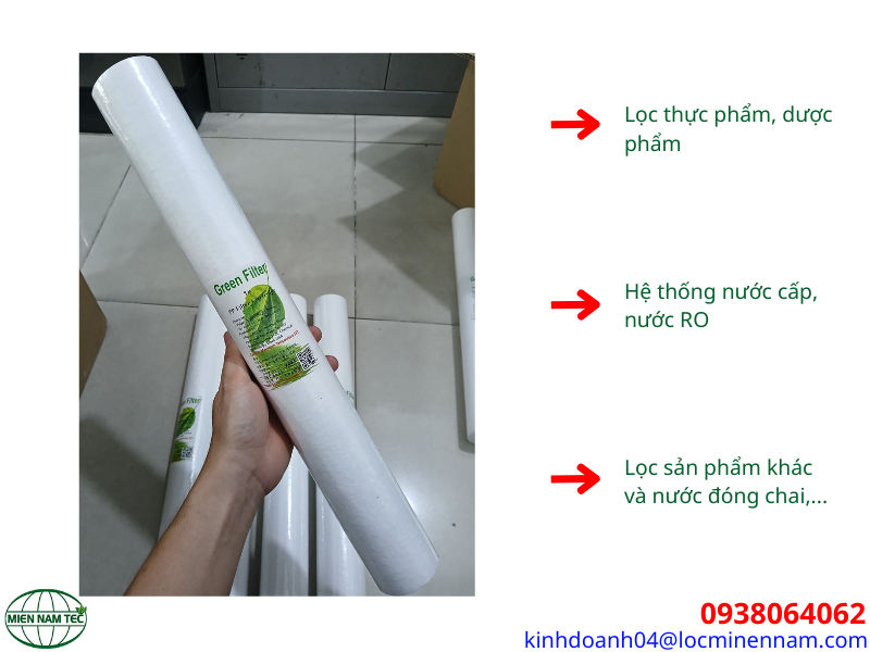 Ứng dụng của lõi lọc bông nén Green Filter 20 inch (PP)
