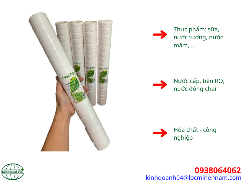 Ứng dụng của lõi nén Green Fillter 10 inch (PP)