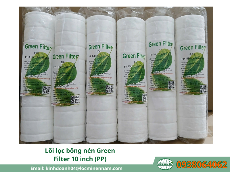 Chi tiết lõi nén Green Fillter 10 inch (PP)