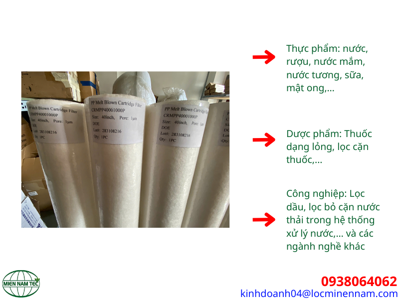 Ứng dụng kỹ thuật của lõi lọc bông nén MS Mỹ 40 inch