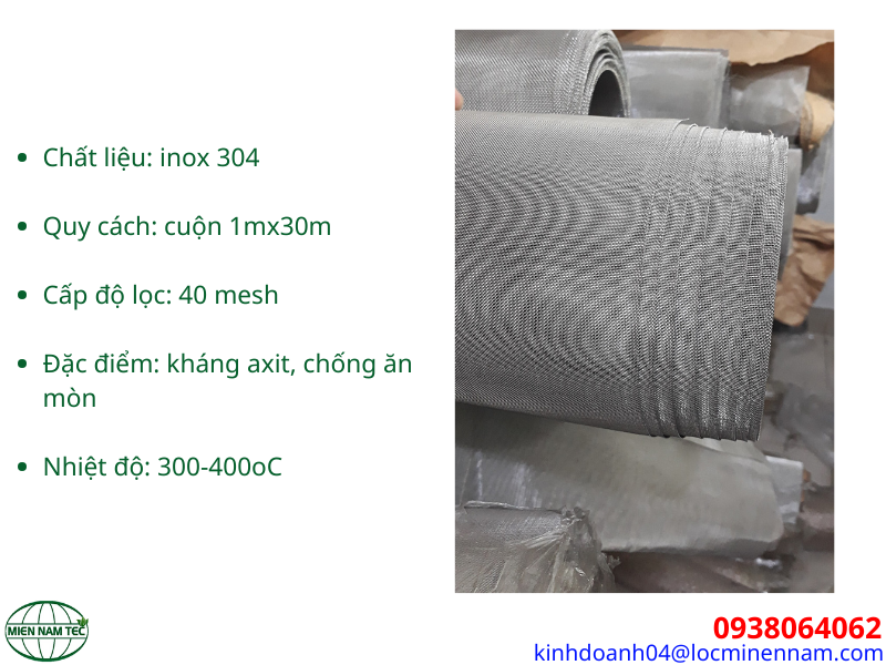 Đặc điểm lưới inox 304 40 mesh
