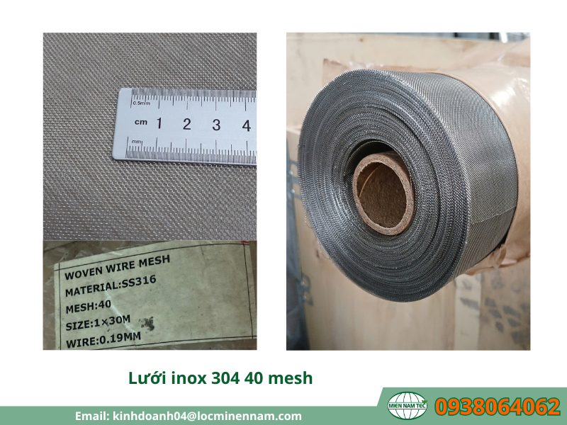 Chi tiết lưới inox 304 40 mesh